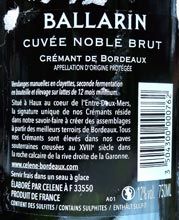 оригинальная контрэтикетка Ballarin Cuvee Noble Cremant de Bordeaux брют белое