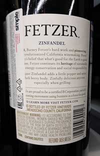 Дикси вино Fetzer Zinfandel Valley Oaks