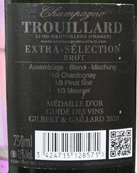 Шампанское Trouillard Extra Selection контрэтикетка