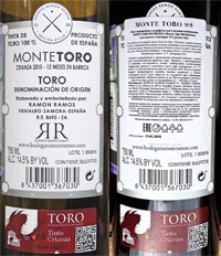 контрэтикетки Monte Toro 8 Crianza