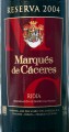 Marques de Caceres Reserva 2004 этикетка